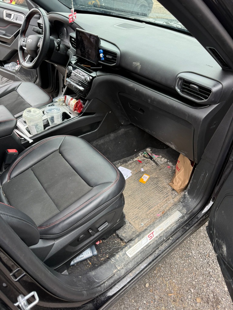 Ford ST-Line interior with stains before detailing